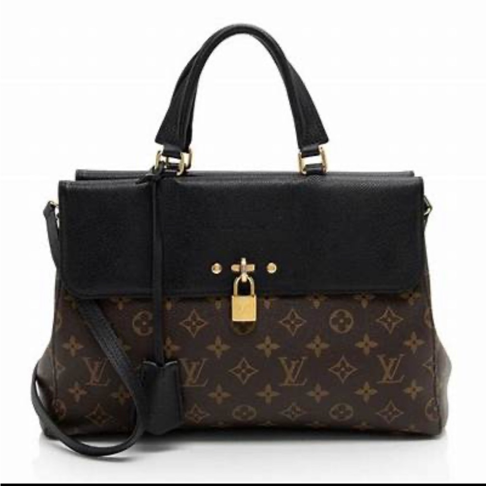 LOUIS VUITTON VENUS MONOGRAM SATCHEL W/Crossbody Strap Lock Close Black